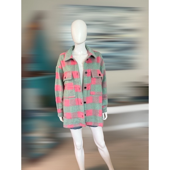 Color block checker print jacket S M L - Picture 3 of 6
